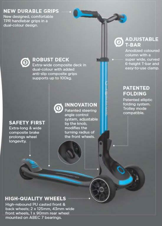GLOBBER ULTIMUM All Ages 3 Wheeled Scooter - Sky Blue