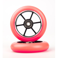 6 Spoke 110mm Wheel - Black Core / Pink PU (pair)