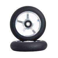 Wheel 8 Spoke100x24mm - Silver Alloy Core with Black PU (pair)