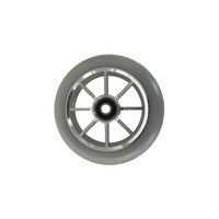 8 Spoke 110mm Wheel - Silver Core with Grey PU (Pair)